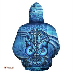 Blue Sea Tangaroa New Zealand Zip Hoodie