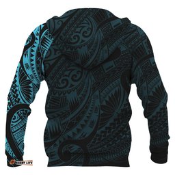 Maori Tattoo Style All Over Hoodie Blue Custom Version