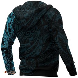 Maori Tattoo Style All Over Hoodie Blue Custom Version