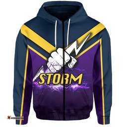 Melbourne All Over Zip Hoodie Thunder