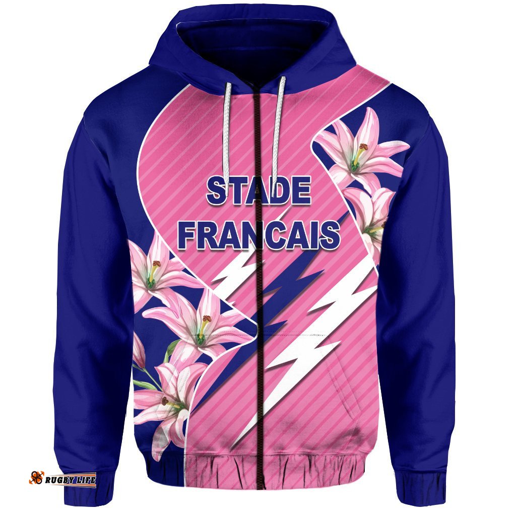 Stade Fran ais Zip Hoodie Pink Lillies