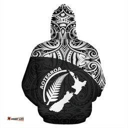Aotearoa Rugby With Map And Silver Fern Zip Up Hoodie 09