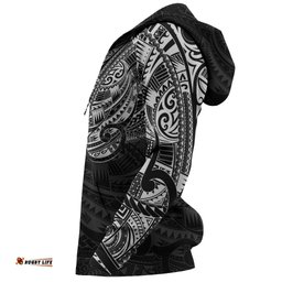 Maori Tattoo Style All Over Hoodie White Custom Version