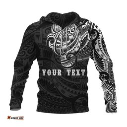 Maori Tattoo Style All Over Hoodie White Custom Version