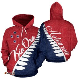 Kia Ora Aotearoa Hoodie Silver Fern Color Block