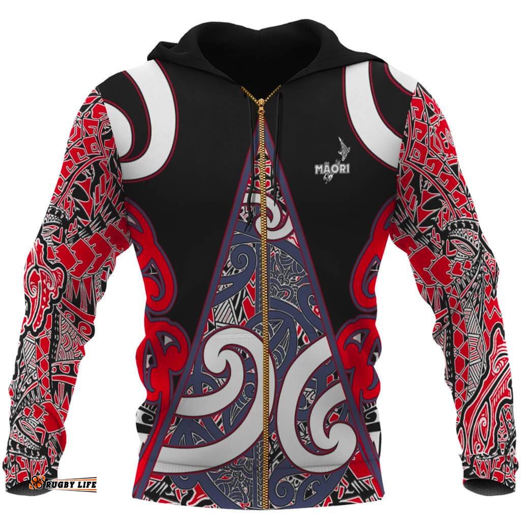 Maori Rugby Zip Hoodie Mangu