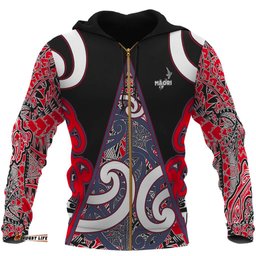 Maori Rugby Zip Hoodie Mangu