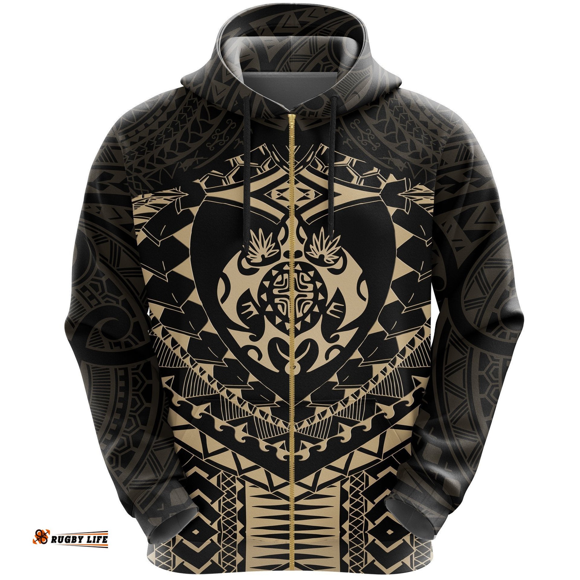 Maori Tattoo New Zealand Zip Hoodie Turtle Tattoo