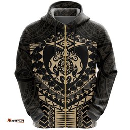 Maori Tattoo New Zealand Zip Hoodie Turtle Tattoo