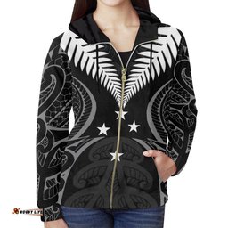 New Zealand Maori Silver Fern Zip Up Hoodie 06