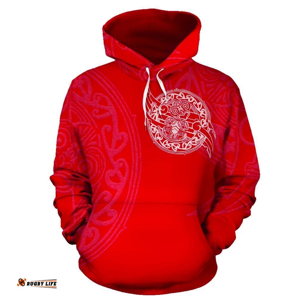 Maori Tiki New Zealand Hoodie Red