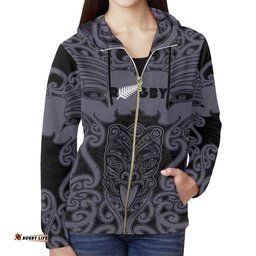 Maori Mangopare Zip Hoodie Black