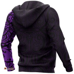 Maori Tangaroa Tattoo Zip Hoodie Customized Purple