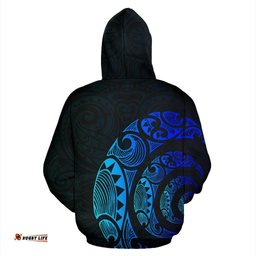 Light Maori Rugby New Zealand Hoodie Blue