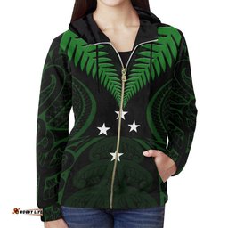 Silver Fern Zip Hoodie Lost In Forest Green