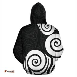 Aotearoa Hoodie Patterns Maori Silver Fern Koru Zip Up