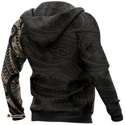Maori Tattoo Style All Over Hoodie Golden Custom Version