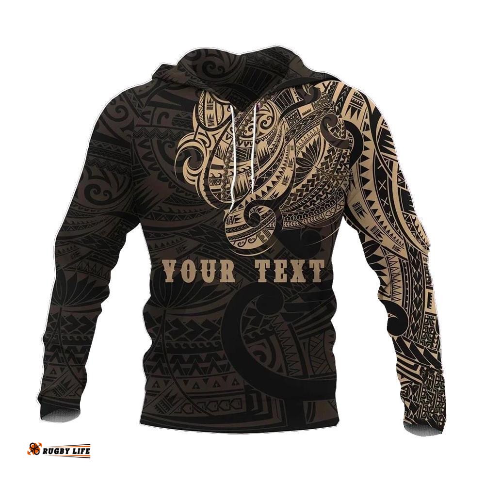 Maori Tattoo Style All Over Hoodie Golden Custom Version