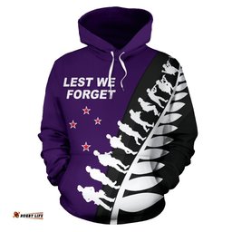 New Zealand Lest We Forget Hoodie, Poppies ANZAC Fern Pullover Hoodie 03