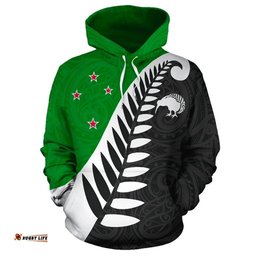 Koru Fern New Zealand Hoodie Green