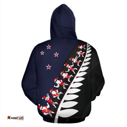 Haka Santa Fern Christmas New Zealand Hoodie Navy