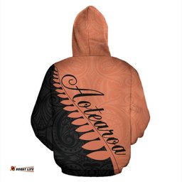 Kia Ora Aotearoa Hoodie Silver Fern Terra Cotta