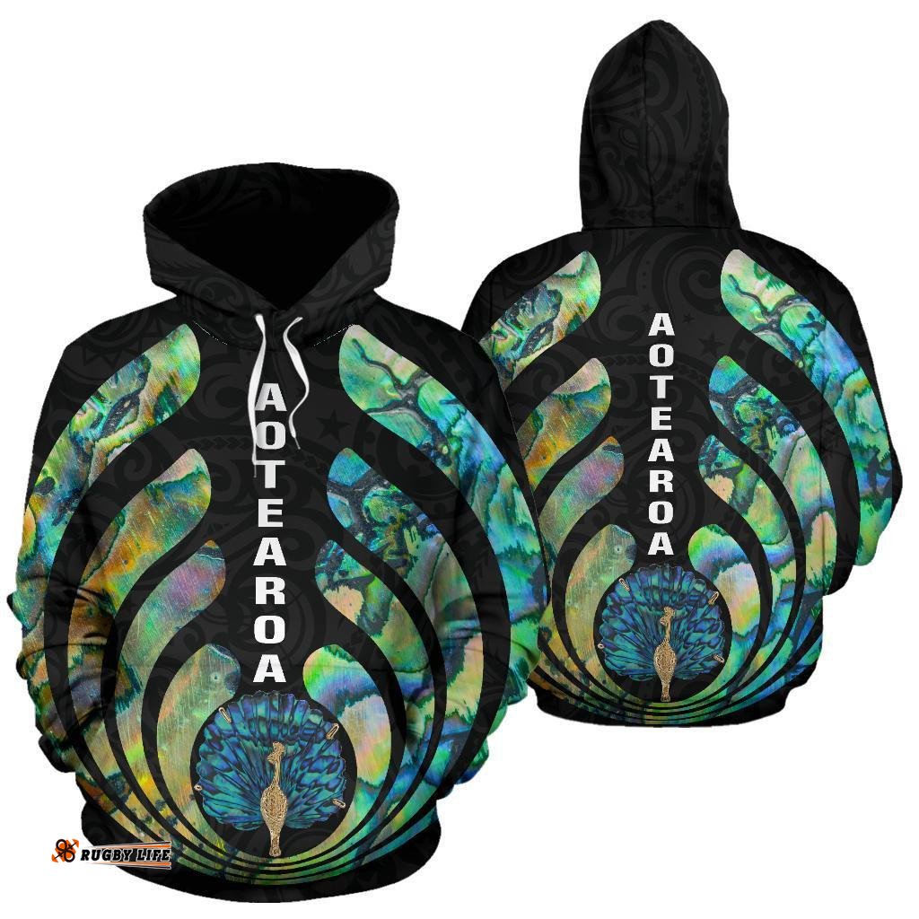 Aotearoa Hoodie Peacock Paua Shell