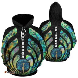 Aotearoa Hoodie Peacock Paua Shell