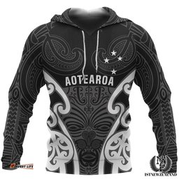 Aotearoa Hoodie Maori Moko Black White