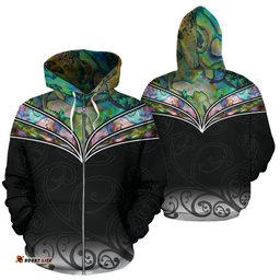 New Zealand Paua Shell Zip Up Hoodie