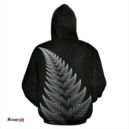 New Zealand Hoodie Silver Fern Rugby Haka Face