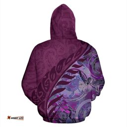 New Zealand Silver Fern Flowers Garden Amethyst Hoodie