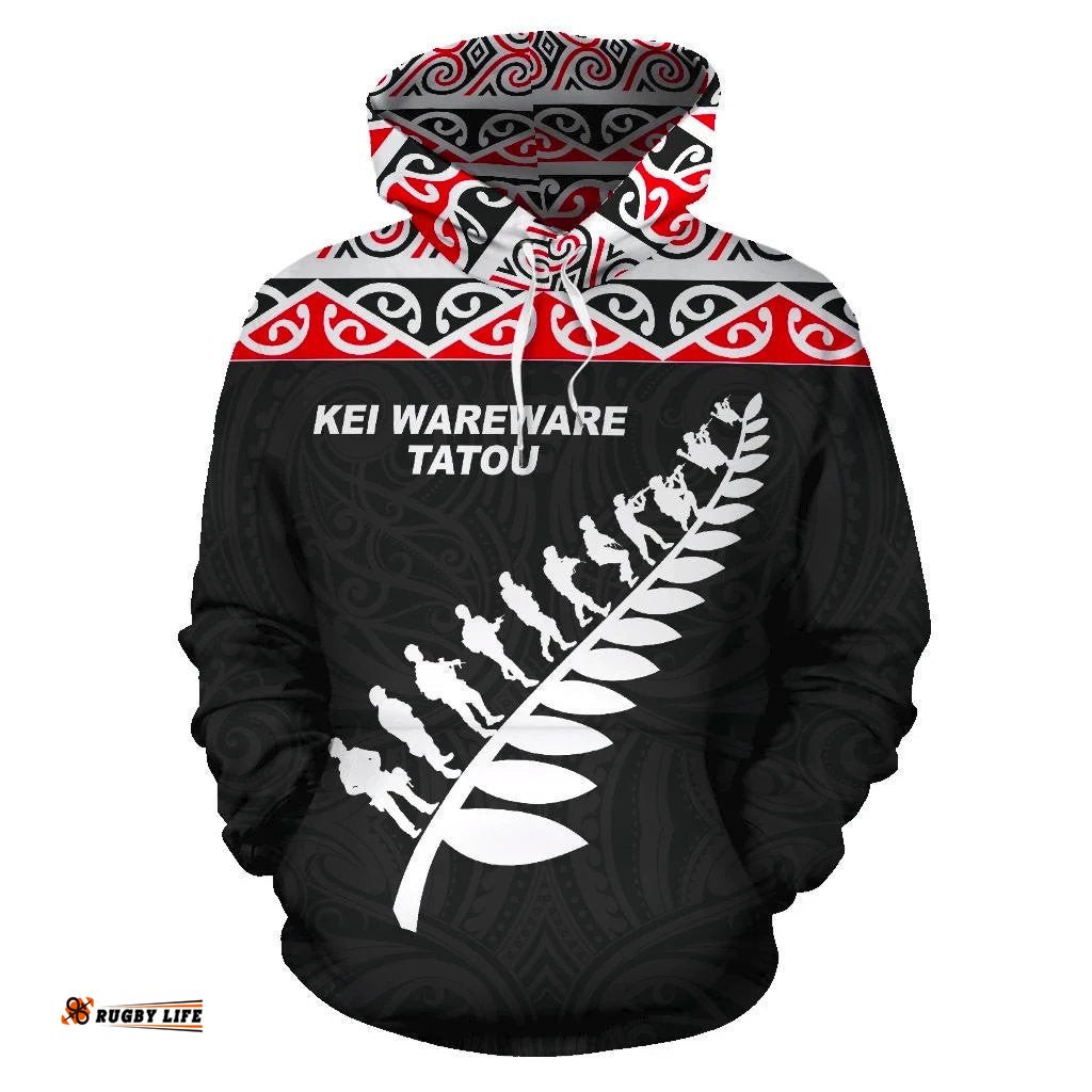 Lest We Forget ANZAC Fern Hoodie, Maori Poppies Pullover Hoodie