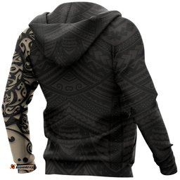 Maori Lion Hoodie, New Zealand Tattoo Pullover Hoodie Tan