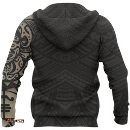 Maori Lion Hoodie, New Zealand Tattoo Pullover Hoodie Tan