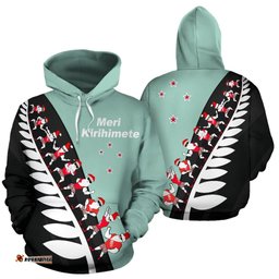 Haka Santa Fern Christmas New Zealand Hoodie Mint