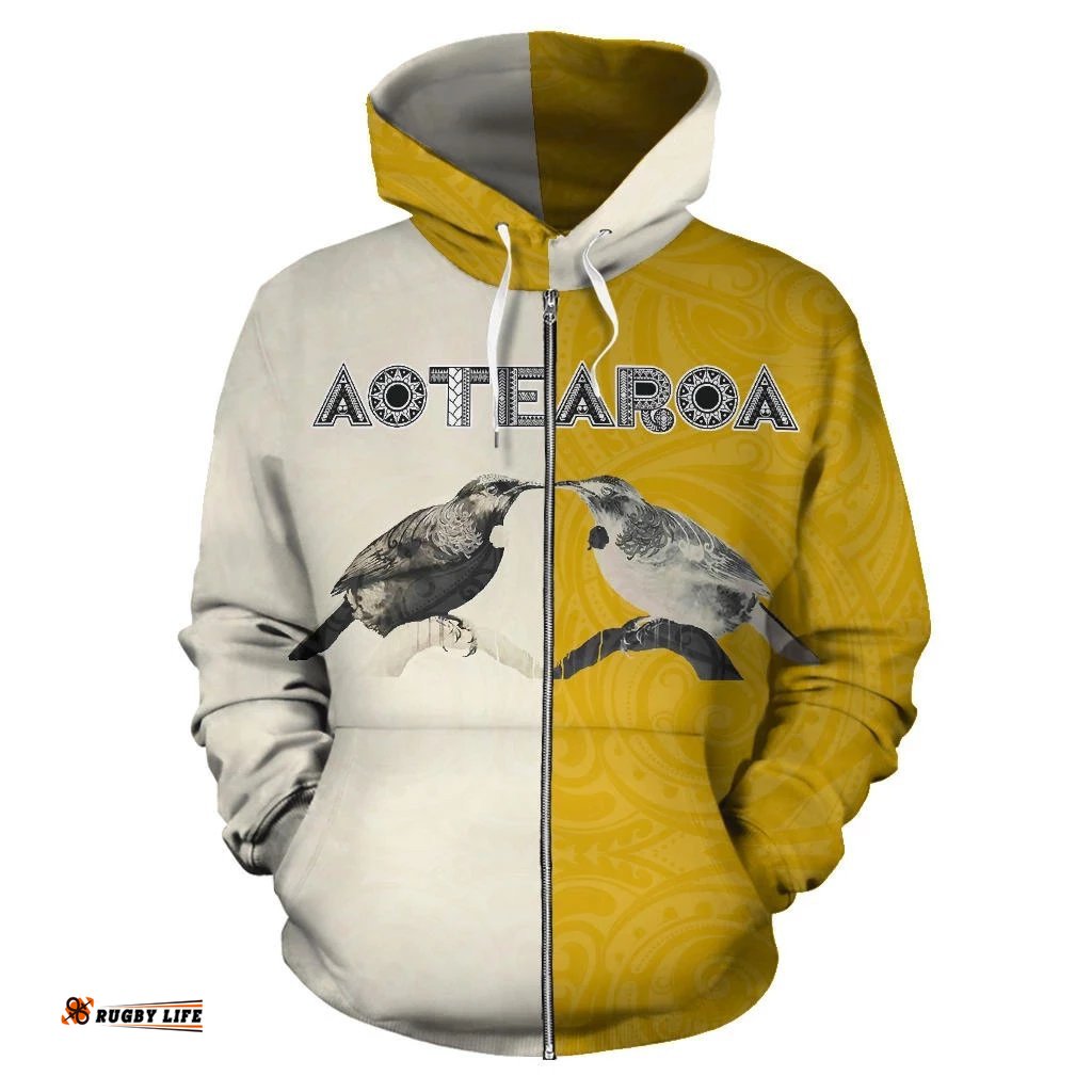 Aotearoa Tui Bird Hongi Zip Up Hoodie