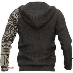 Maori Tangaroa Tattoo Zip Hoodie Customized Tan