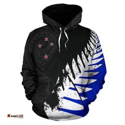 New Zealand Maori Hoodie, Silver Fern Flag Pullover Hoodie 03