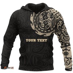 Maori Tangaroa Tattoo New Zealand Custom Hoodie Tan