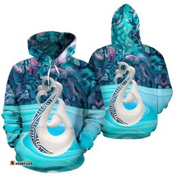 New Zealand Manaia Hoodie, Maori Paua Shell Pullover Hoodie