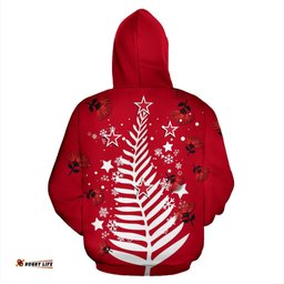 New Zealand Zip Hoodie Silver Fern Christmas Tree