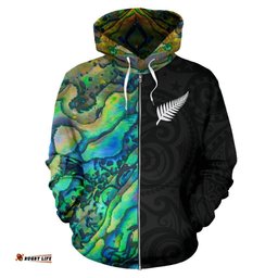 Aotearoa Paua Shell Hoodie Silver Fern Half Style 02