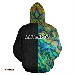 Aotearoa Paua Shell Hoodie Silver Fern Half Style 02