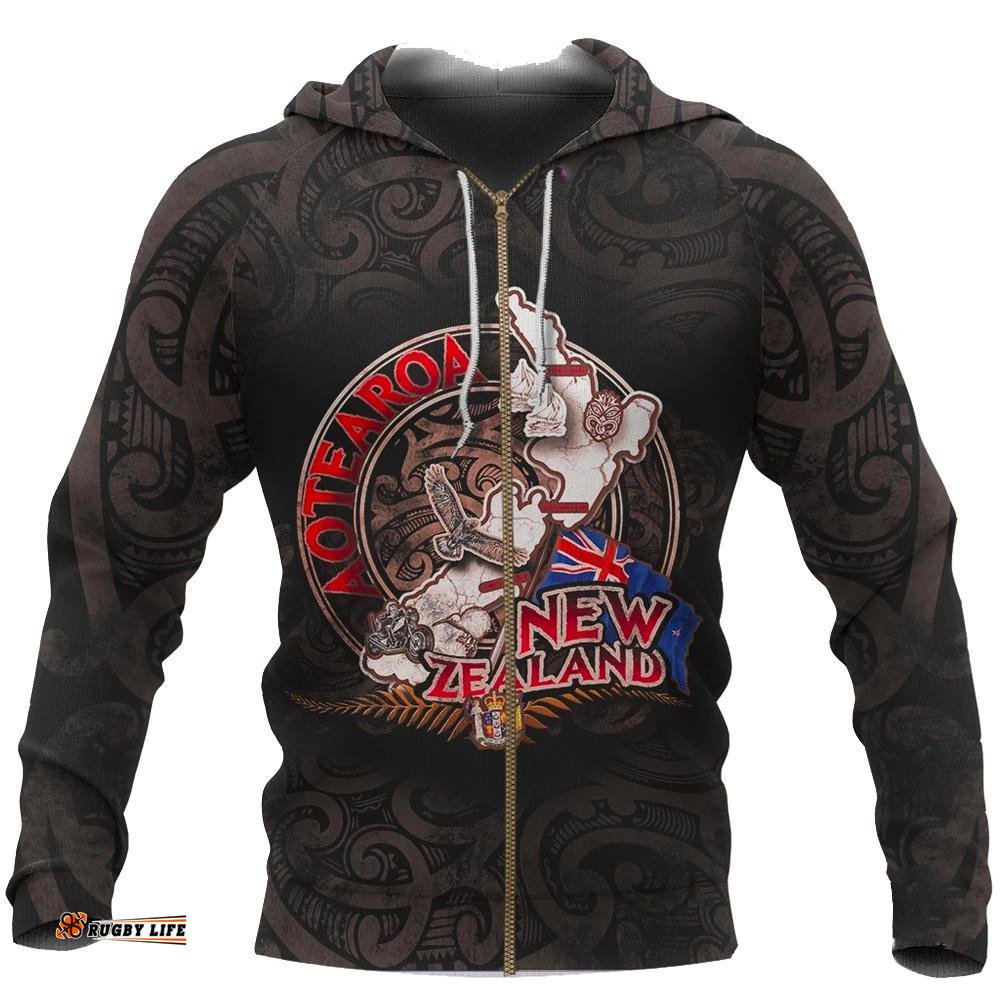 Aotearoa New Zealand My World Zip Up Hoodie
