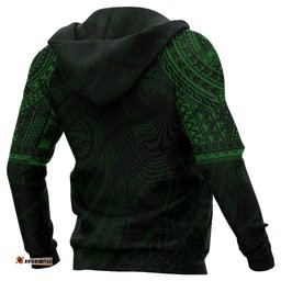 Hei Matau Maori Tattoo All Over Hoodie Green