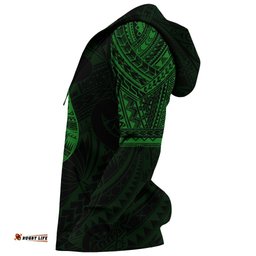 Hei Matau Maori Tattoo All Over Hoodie Green