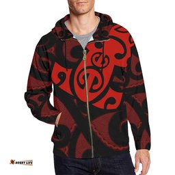 Maori Red Mangopare Zip Hoodie