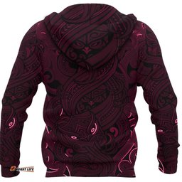New Zealand Hoodie, Maori Gods Pullover Hoodie, Tumatauenga God Of War Pink