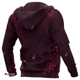 New Zealand Hoodie, Maori Gods Pullover Hoodie, Tumatauenga God Of War Pink